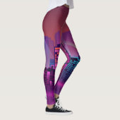 Helder neon nachtelijk stadsbeeld, . leggings (Rechts)