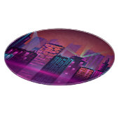 Helder neon nachtelijk stadsbeeld, . snijplank (Hoek)