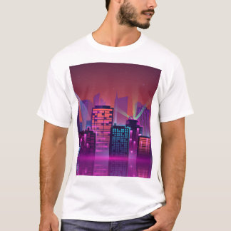 Helder neon nachtelijk stadsbeeld, . t-shirt