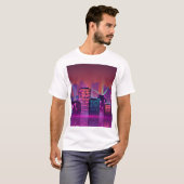 Helder neon nachtelijk stadsbeeld, . t-shirt (Voorkant volledig)