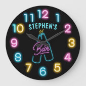 Helder Neon Personalized Bierbar Grote Klok (Voorkant)
