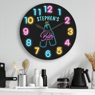 Helder Neon Personalized Bierbar Grote Klok