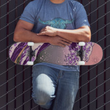 Helder Neon Retro Paars Wave Skateboard