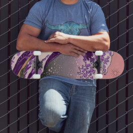 Helder Neon Retro Paars Wave Skateboard