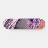 Helder Neon Retro Paars Wave Skateboard (Horizontaal)