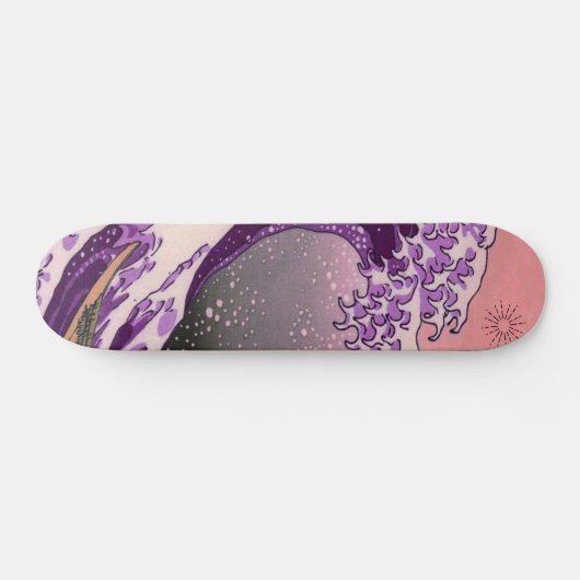 Helder Neon Retro Paars Wave Skateboard (Horizontaal)