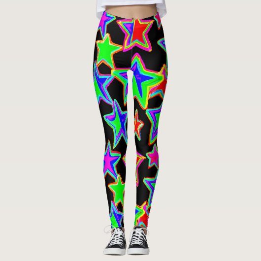 Helder neon sterlicht patroon leggings (Voorkant)