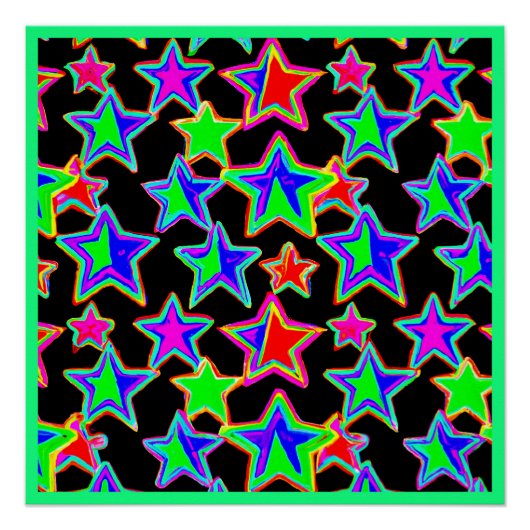 Helder neon sterlicht patroon perfect poster (Voorkant)