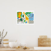 Helder oerwoudkinderen aanpasbare wandkunst afdruk poster (Keuken)