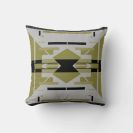 Helder Olijfzwart Grijs Abstract Symmetrisch Motie Kussen