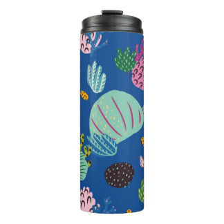 Helder onderwater naadloos patroon met mooi thermosbeker