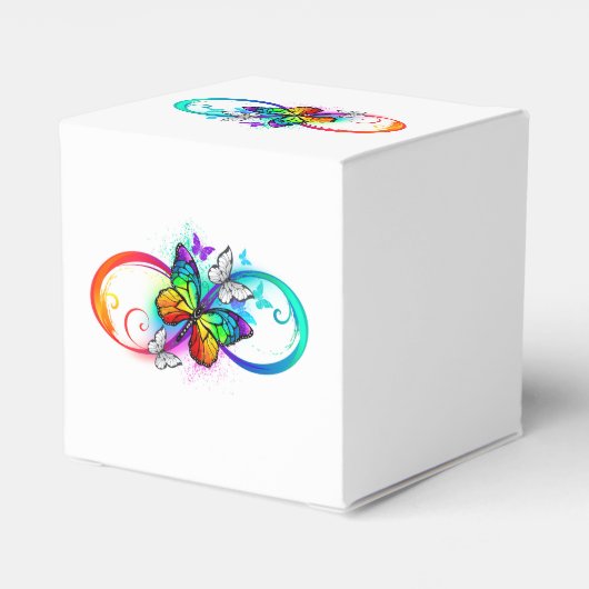 Helder oneindigheid met regenboog vlinder bedankdoosjes (Achterkant)