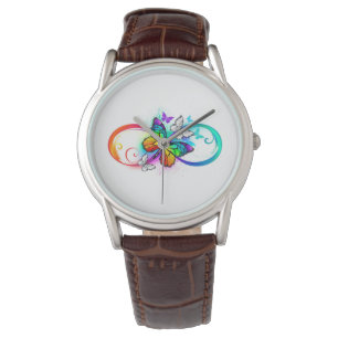 Helder oneindigheid met regenboog vlinder horloge