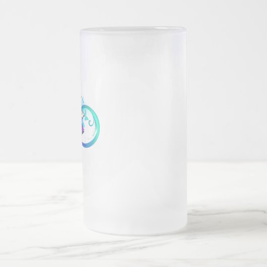 Helder oneindigheid met regenboog vlinder matglas bierpul (Center)