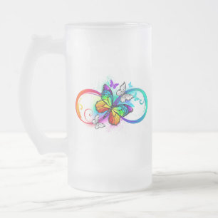 Helder oneindigheid met regenboog vlinder matglas bierpul