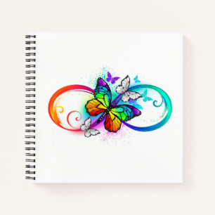 Helder oneindigheid met regenboog vlinder notitieboek