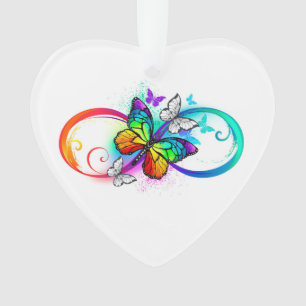 Helder oneindigheid met regenboog vlinder ornament