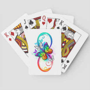 Helder oneindigheid met regenboog vlinder pokerkaarten
