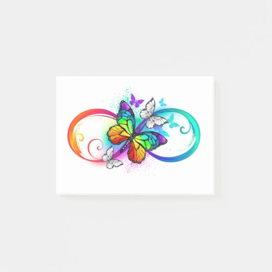 Helder oneindigheid met regenboog vlinder post-it® notes (Voorkant)