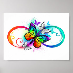Helder oneindigheid met regenboog vlinder poster