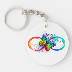 Helder oneindigheid met regenboog vlinder sleutelhanger