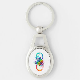 Helder oneindigheid met regenboog vlinder sleutelhanger