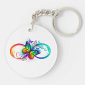 Helder oneindigheid met regenboog vlinder sleutelhanger (Achterkant)