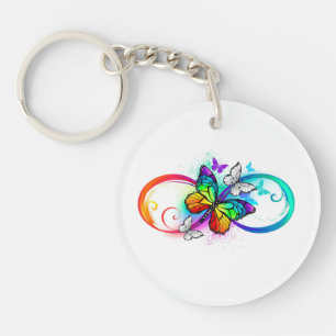 Helder oneindigheid met regenboog vlinder sleutelhanger