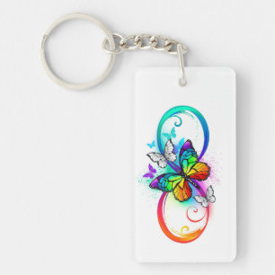 Helder oneindigheid met regenboog vlinder sleutelhanger