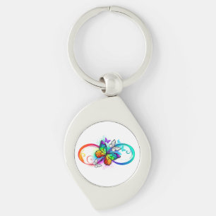 Helder oneindigheid met regenboog vlinder sleutelhanger