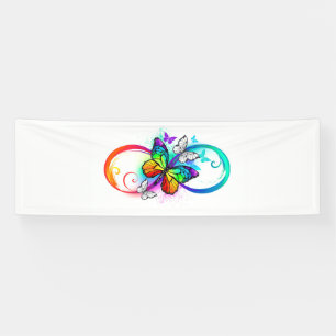 Helder oneindigheid met regenboog vlinder spandoek