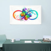 Helder oneindigheid met regenboog vlinder spandoek (Beurs)