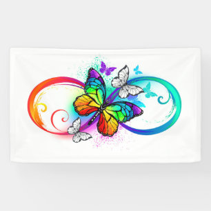 Helder oneindigheid met regenboog vlinder spandoek