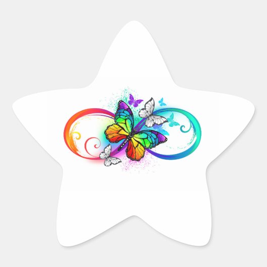 Helder oneindigheid met regenboog vlinder ster sticker (Voorkant)