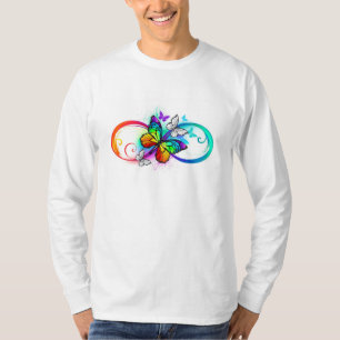 Helder oneindigheid met regenboog vlinder t-shirt
