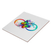 Helder oneindigheid met regenboog vlinder tegeltje (Zijkant)