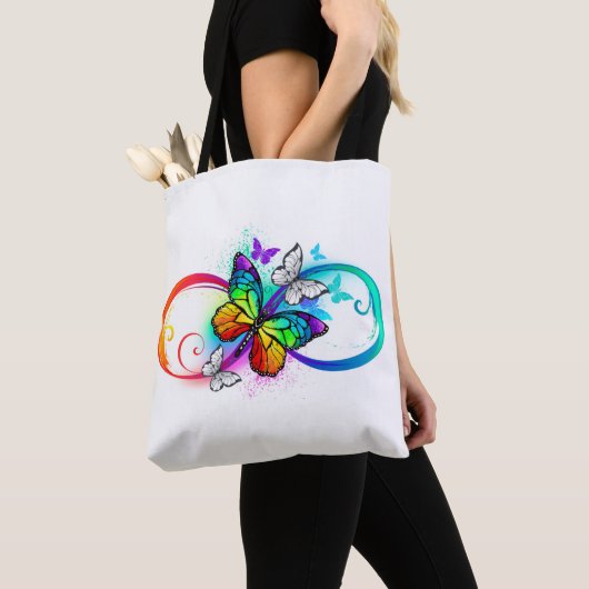 Helder oneindigheid met regenboog vlinder tote bag (Dichtbij)