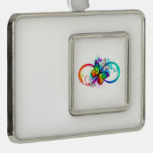 Helder oneindigheid met regenboog vlinder verzilverd omlijst ornament (Rechts)
