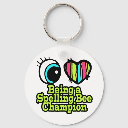 Helder Oog Hart Ik Hou Ervan Om Spelling Bee Kampi Sleutelhanger (Voorkant)