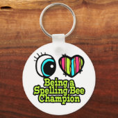 Helder Oog Hart Ik Hou Ervan Om Spelling Bee Kampi Sleutelhanger (Voorkant)