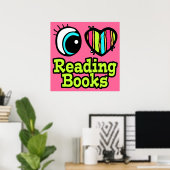 Helder Oog Hart Ik Hou Van Lezen Poster (Thuiskantoor)