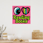Helder Oog Hart Ik Hou Van Lezen Poster (Keuken)