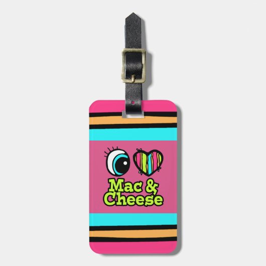 Helder Oog Hart Ik Hou Van Mac and Cheese Bagagelabel (Voorkant verticaal)
