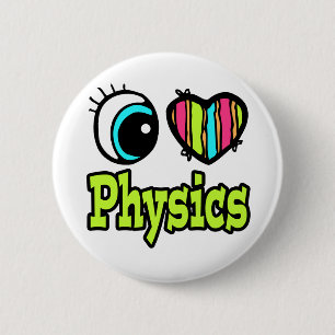 Helder Oog Hart Ik Hou Van Natuurkunde Ronde Button 5,7 Cm