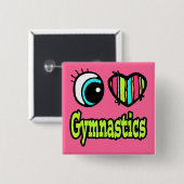Helder Oog Hart Ik Hou Van Turnen Vierkante Button 5,1 Cm (Voorkant /achterkant)