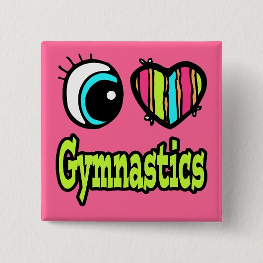 Helder Oog Hart Ik Hou Van Turnen Vierkante Button 5,1 Cm (Voorkant)