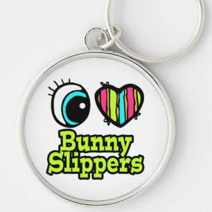 Helder ooghart Ik hou van bunny Slippers Sleutelhanger