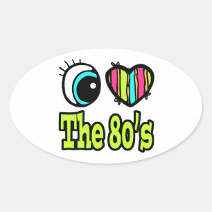 Helder ooghart Ik hou van de 80s Ovale Sticker