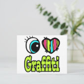Helder ooghart Ik hou van graffiti Briefkaart (Staand voorkant)