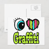 Helder ooghart Ik hou van graffiti Briefkaart (Voorkant / Achterkant)